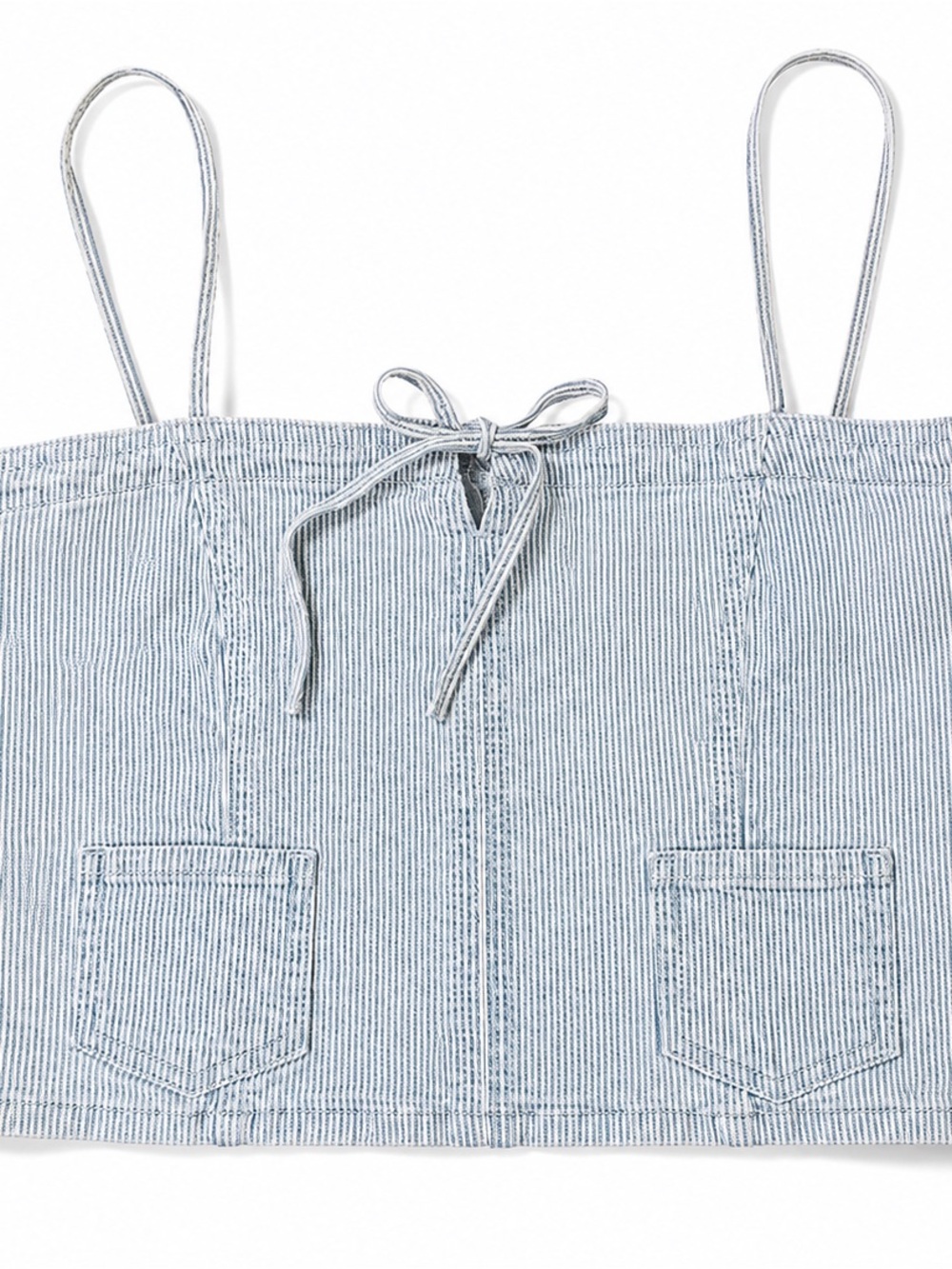 American Eagle Cropped Pinstripe Cami Top Blue & White Pinstripe Size M